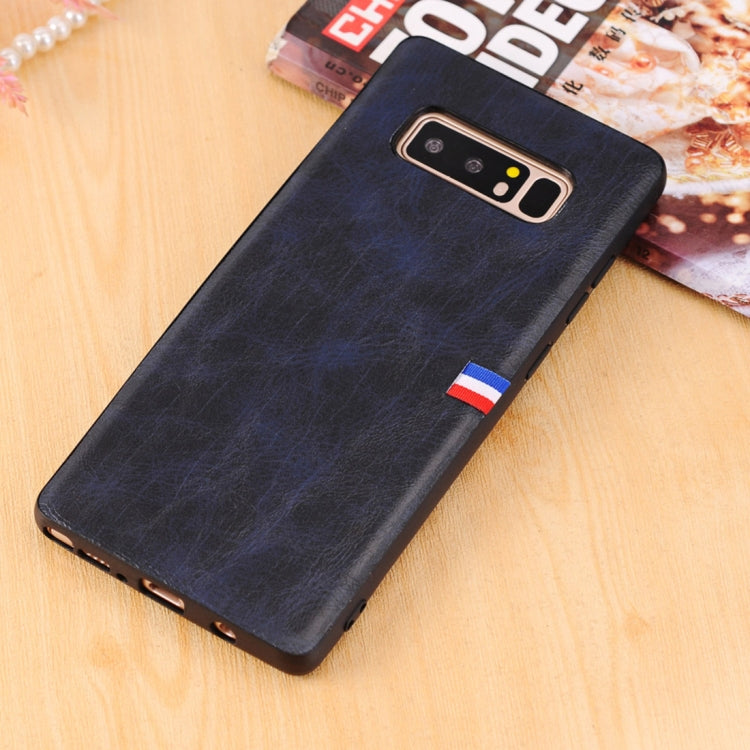 For Galaxy Note 8 PU Leather Crazy Horse Texture Flag Detail Protective Back Case