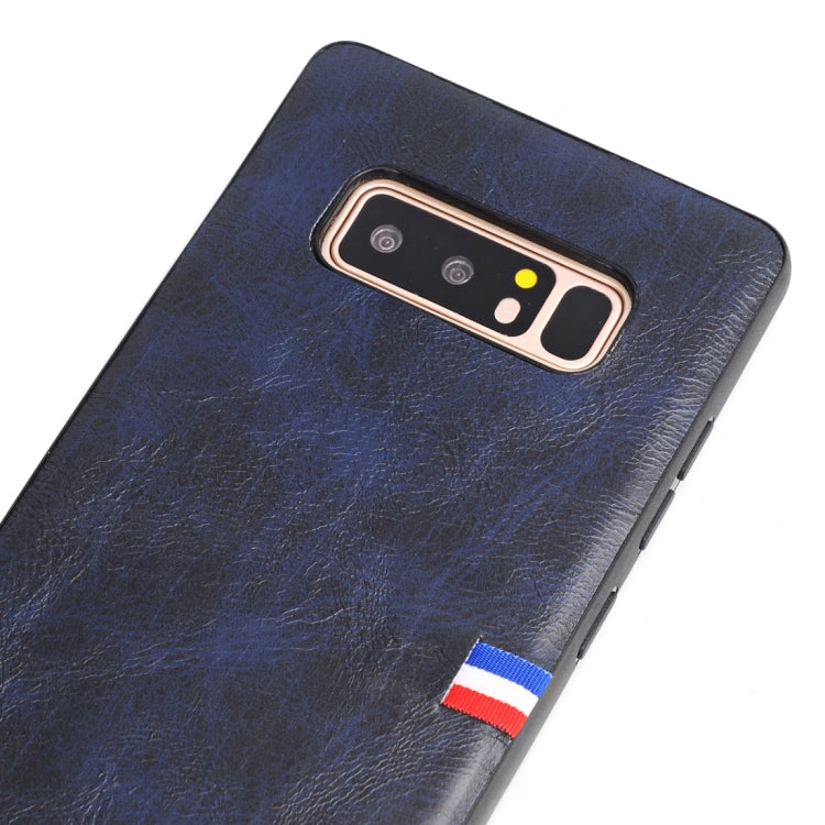 For Galaxy Note 8 PU Leather Crazy Horse Texture Flag Detail Protective Back Case