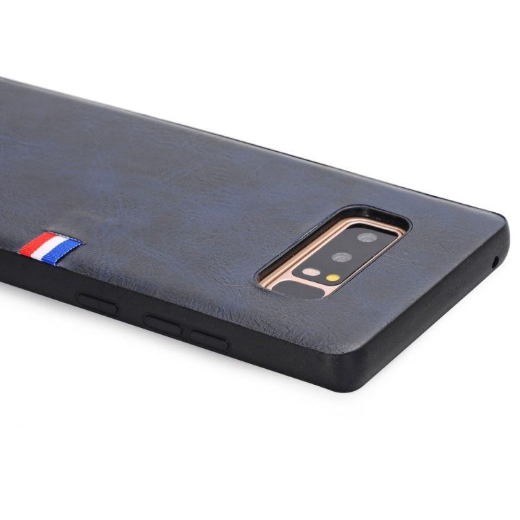 For Galaxy Note 8 PU Leather Crazy Horse Texture Flag Detail Protective Back Case