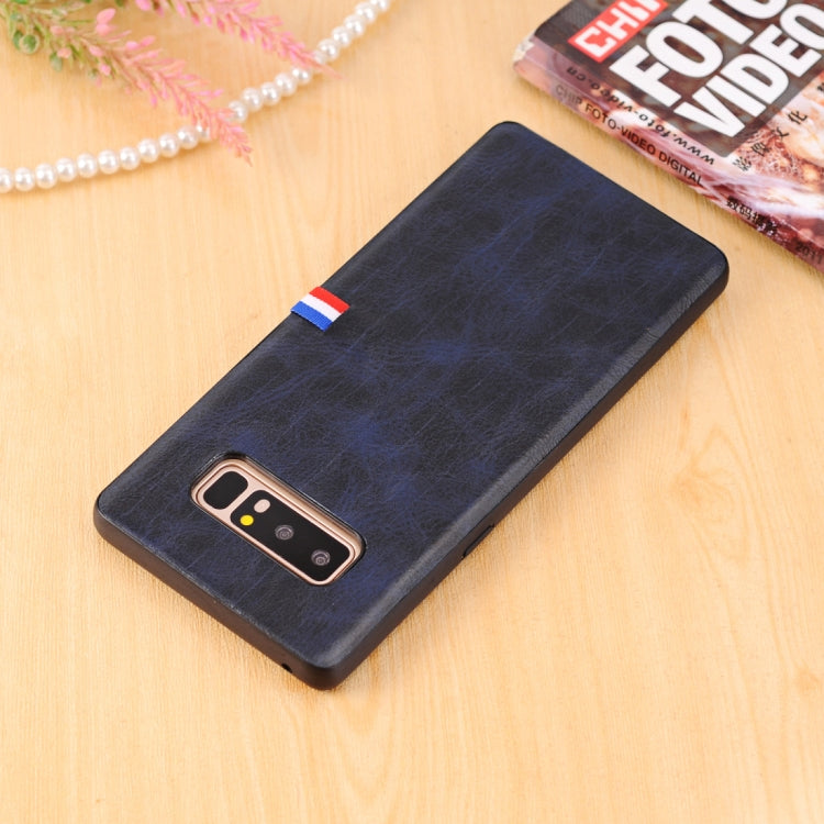 For Galaxy Note 8 PU Leather Crazy Horse Texture Flag Detail Protective Back Case