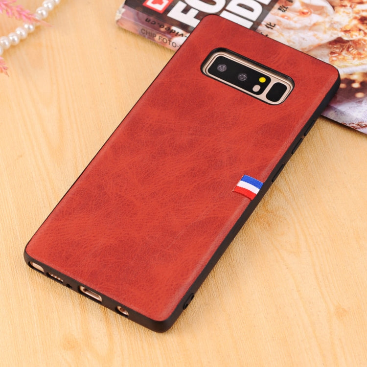 For Galaxy Note 8 PU Leather Crazy Horse Texture Flag Detail Protective Back Case