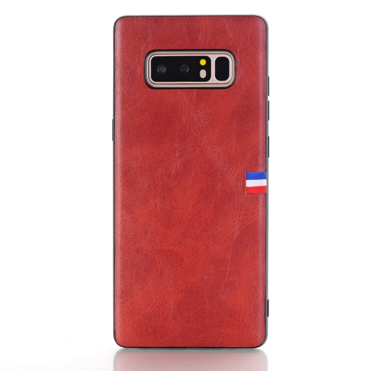 For Galaxy Note 8 PU Leather Crazy Horse Texture Flag Detail Protective Back Case