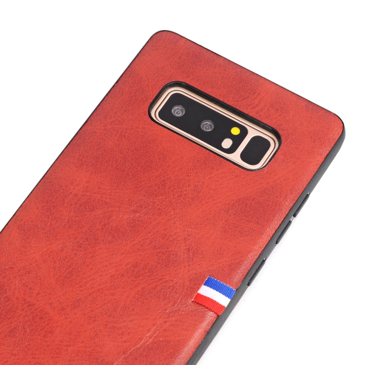 For Galaxy Note 8 PU Leather Crazy Horse Texture Flag Detail Protective Back Case