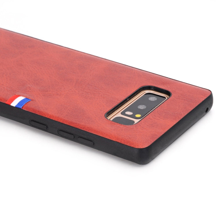 For Galaxy Note 8 PU Leather Crazy Horse Texture Flag Detail Protective Back Case
