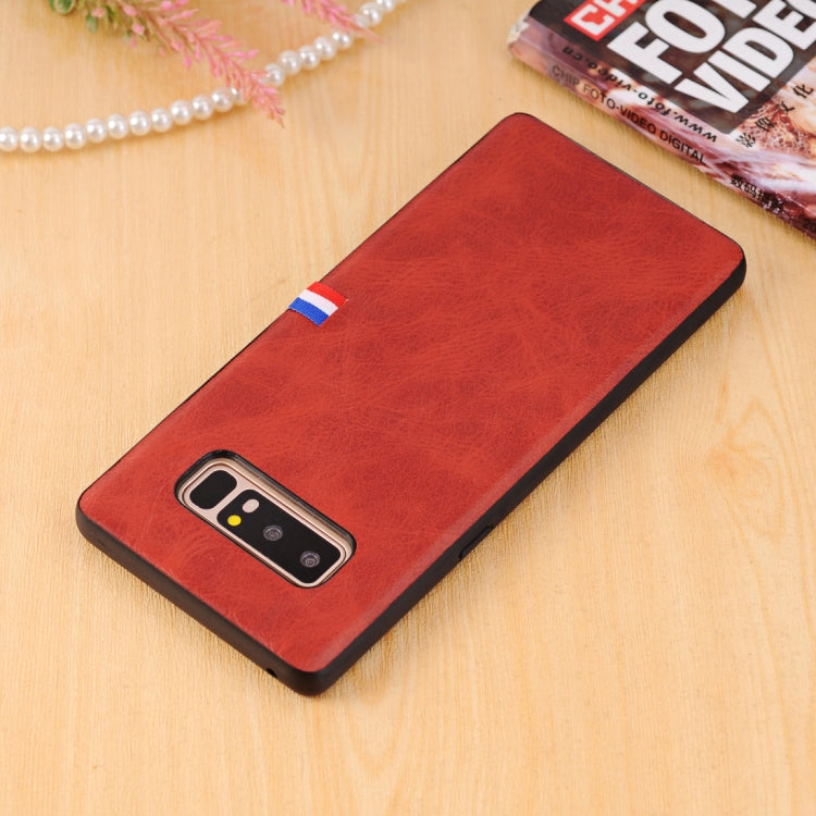 For Galaxy Note 8 PU Leather Crazy Horse Texture Flag Detail Protective Back Case