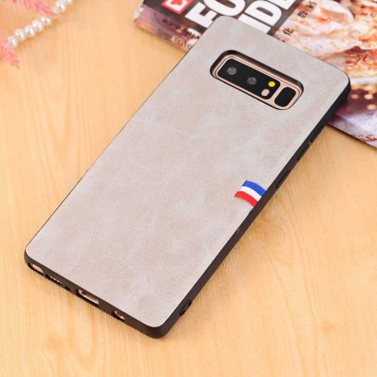 For Galaxy Note 8 PU Leather Crazy Horse Texture Flag Detail Protective Back Case