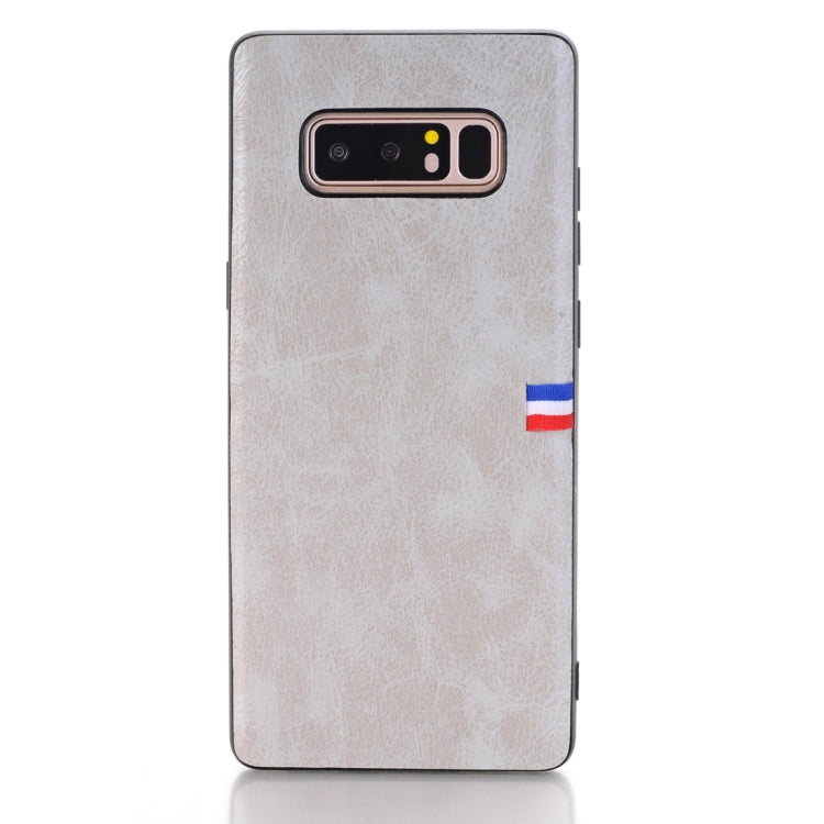 For Galaxy Note 8 PU Leather Crazy Horse Texture Flag Detail Protective Back Case