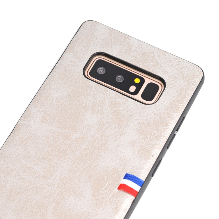 For Galaxy Note 8 PU Leather Crazy Horse Texture Flag Detail Protective Back Case