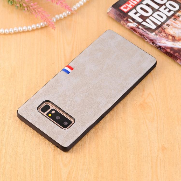 For Galaxy Note 8 PU Leather Crazy Horse Texture Flag Detail Protective Back Case