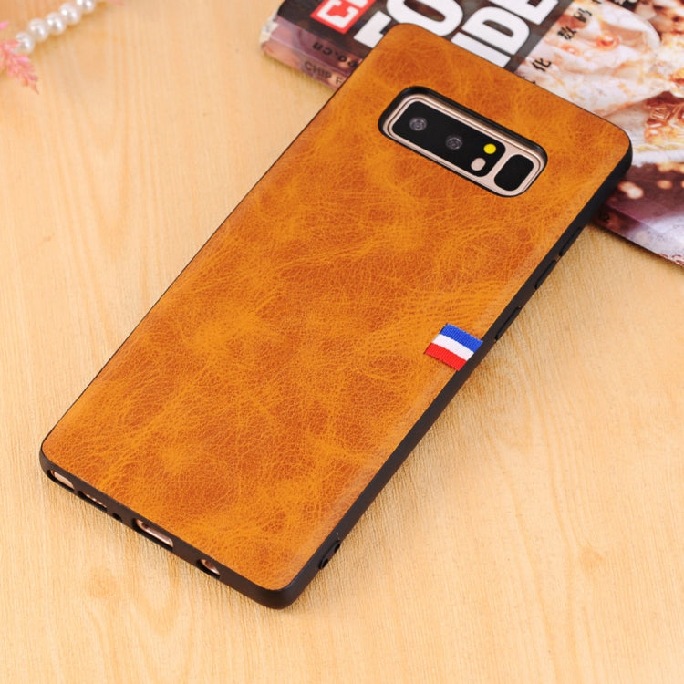 For Galaxy Note 8 PU Leather Crazy Horse Texture Flag Detail Protective Back Case