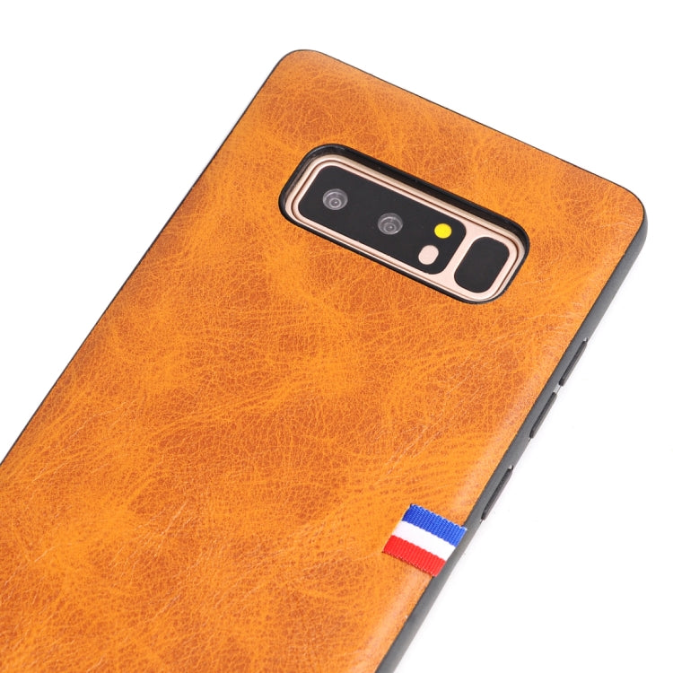 For Galaxy Note 8 PU Leather Crazy Horse Texture Flag Detail Protective Back Case