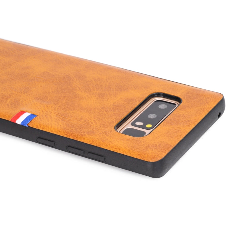 For Galaxy Note 8 PU Leather Crazy Horse Texture Flag Detail Protective Back Case
