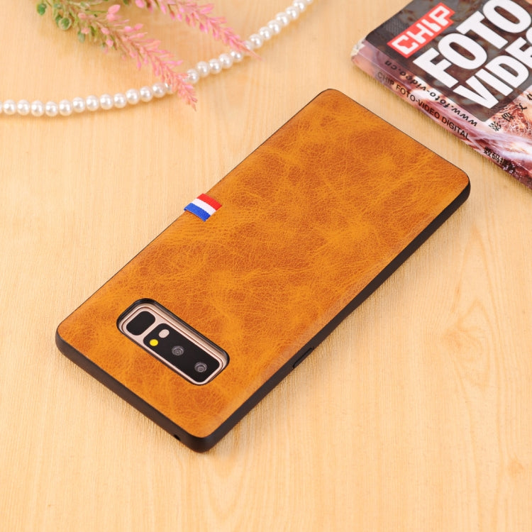 For Galaxy Note 8 PU Leather Crazy Horse Texture Flag Detail Protective Back Case