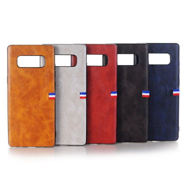 For Galaxy Note 8 PU Leather Crazy Horse Texture Flag Detail Protective Back Case