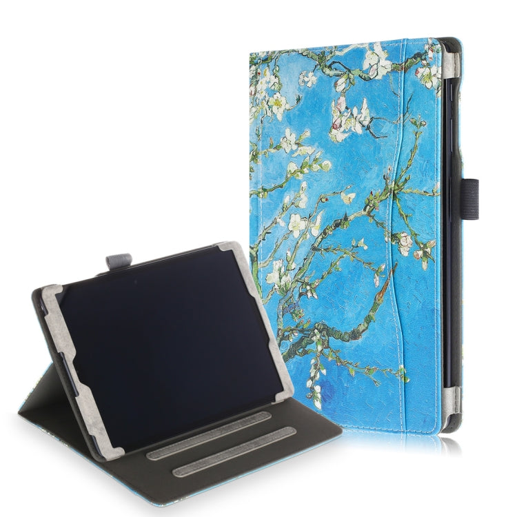 Cowhide Texture Apricot Pattern Colored Drawing Horizontal Flip Leather Case for Galaxy Tab A 10.1 (2019) T510 / T515, with Holder