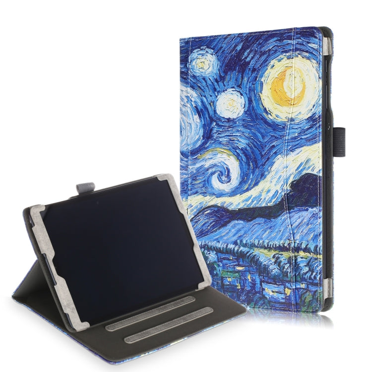 Cowhide Texture Starry Sky Pattern Colored Drawing Horizontal Flip Leather Case for Galaxy Tab A 10.1 (2019) T510 / T515, with Holder