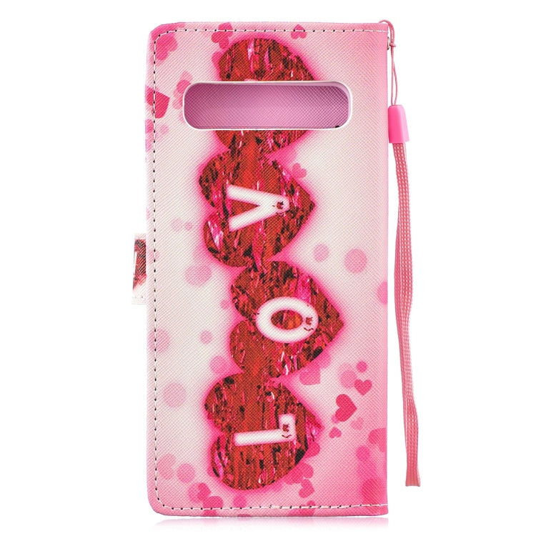 Love Pattern Horizontal Flip Leather Case for Galaxy S10 5G, with Holder & Card Slots & Wallet