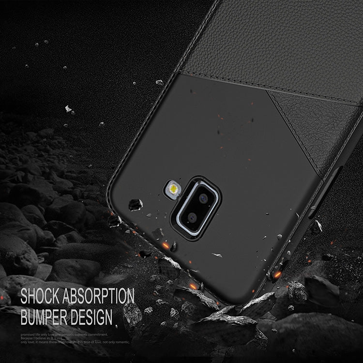 Ultra-thin Shockproof Soft TPU + Leather Case for Galaxy J8 (2018)(Brown)