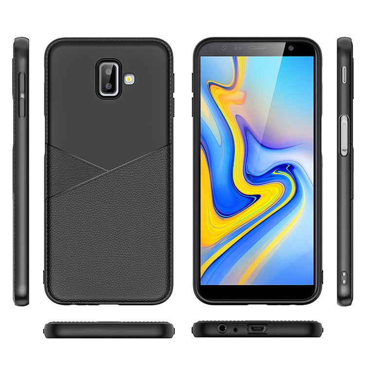 Ultra-thin Shockproof Soft TPU + Leather Case for Galaxy J8 (2018)(Brown)