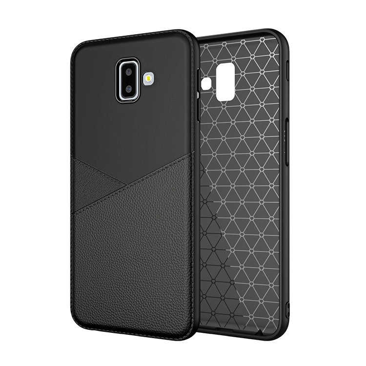 Ultra-thin Shockproof Soft TPU + Leather Case for Galaxy J6 (2018) (Brown)
