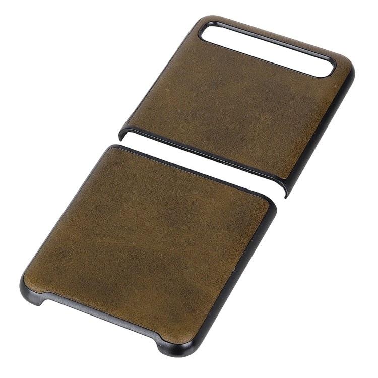 For Galaxy Z Flip Two-color Cow Leather Texture Folding Protective Case