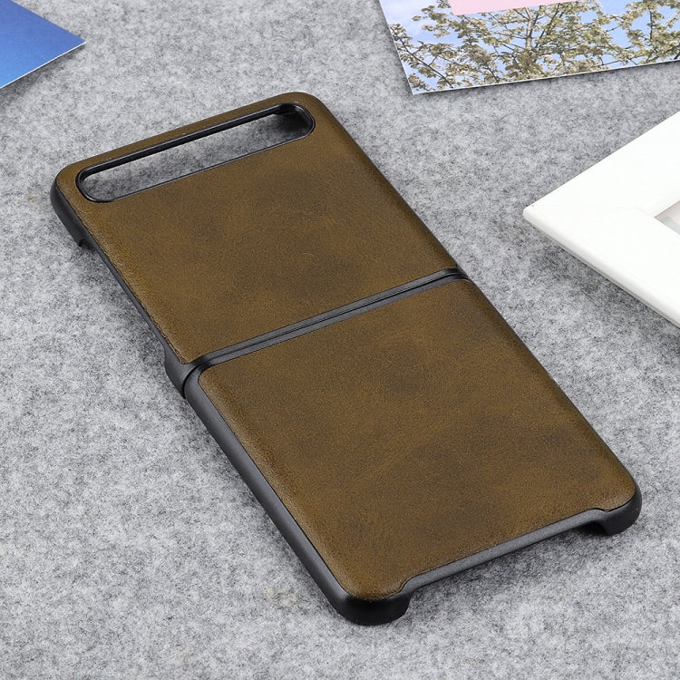 For Galaxy Z Flip Two-color Cow Leather Texture Folding Protective Case