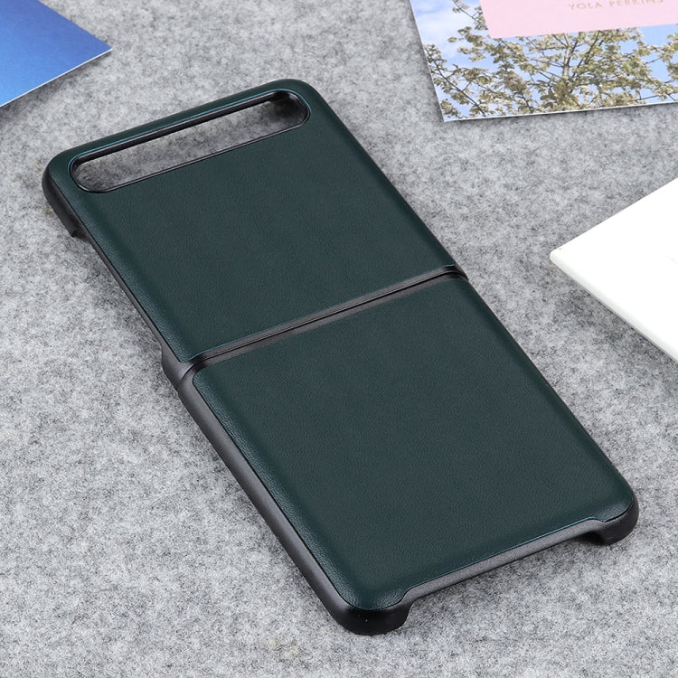 For Galaxy Z Flip Genuine Leather Lambskin Texture Folding Protective Case