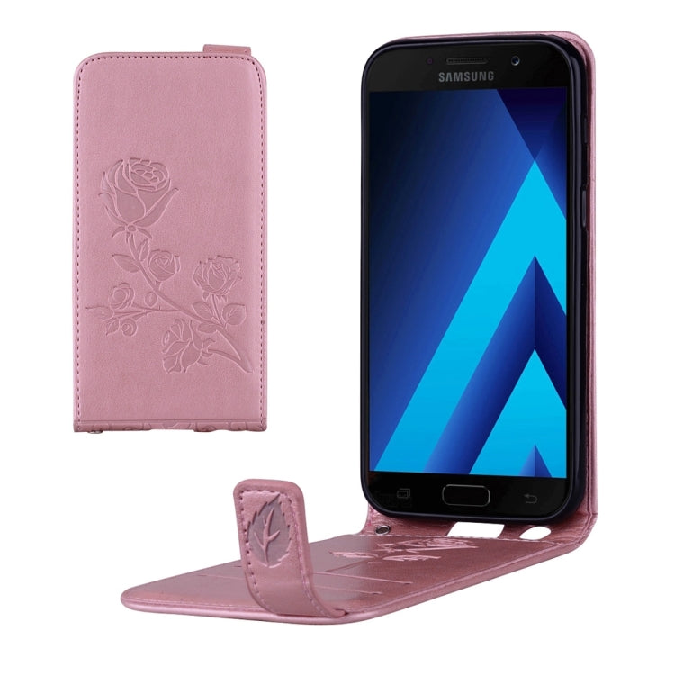 For Galaxy A3 (2017) Roses Pressed Flowers Pattern Vertical Flip Leather Case with Card Slot & Lanyard