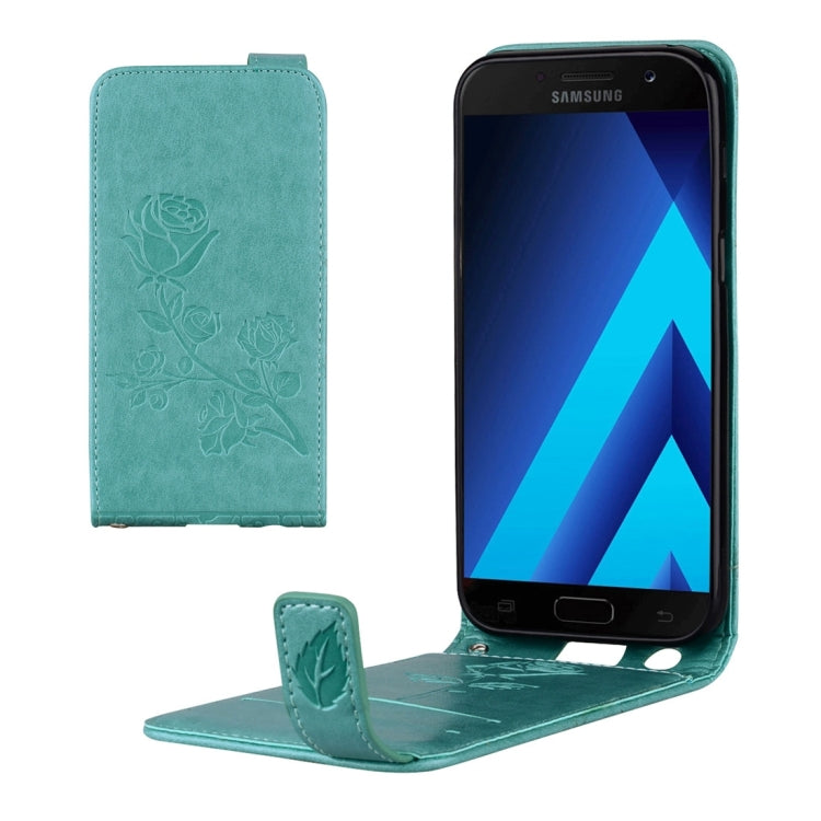 For Galaxy A3 (2017) Roses Pressed Flowers Pattern Vertical Flip Leather Case with Card Slot & Lanyard