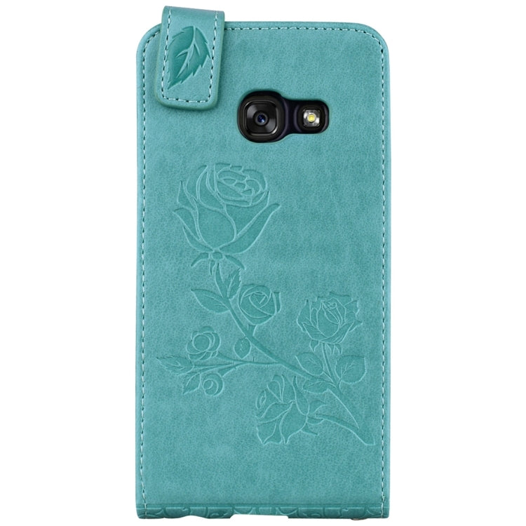For Galaxy A3 (2017) Roses Pressed Flowers Pattern Vertical Flip Leather Case with Card Slot & Lanyard