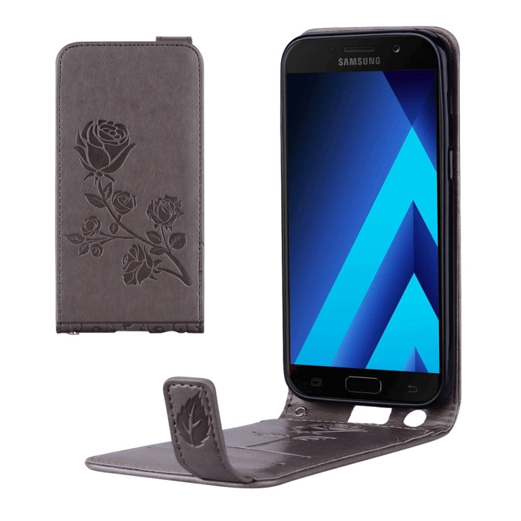 For Galaxy A3 (2017) Roses Pressed Flowers Pattern Vertical Flip Leather Case with Card Slot & Lanyard