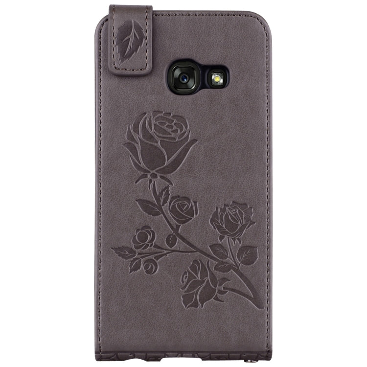 For Galaxy A3 (2017) Roses Pressed Flowers Pattern Vertical Flip Leather Case with Card Slot & Lanyard