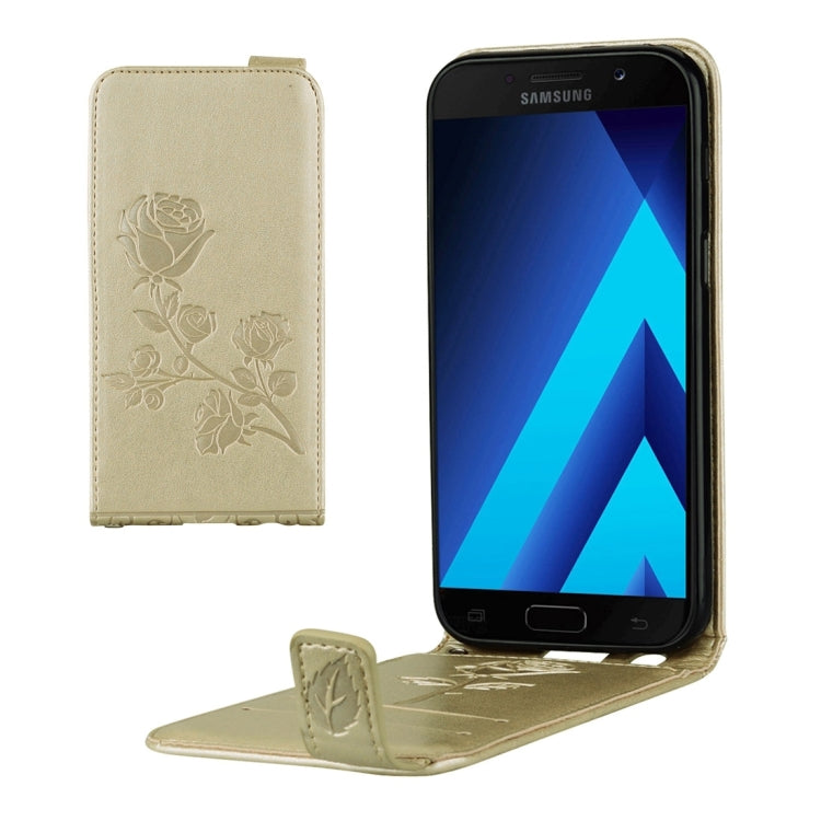 For Galaxy A3 (2017) Roses Pressed Flowers Pattern Vertical Flip Leather Case with Card Slot & Lanyard