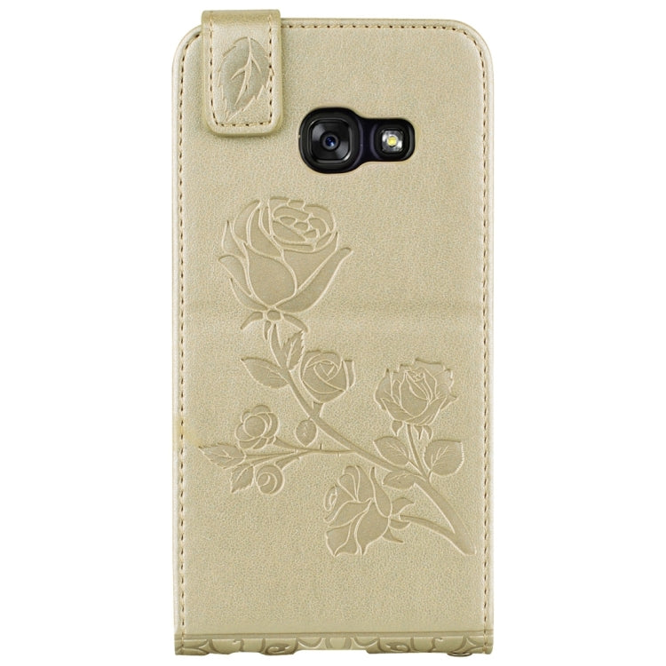 For Galaxy A3 (2017) Roses Pressed Flowers Pattern Vertical Flip Leather Case with Card Slot & Lanyard