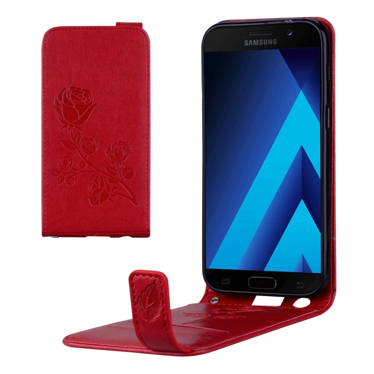 For Galaxy A3 (2017) Roses Pressed Flowers Pattern Vertical Flip Leather Case with Card Slot & Lanyard