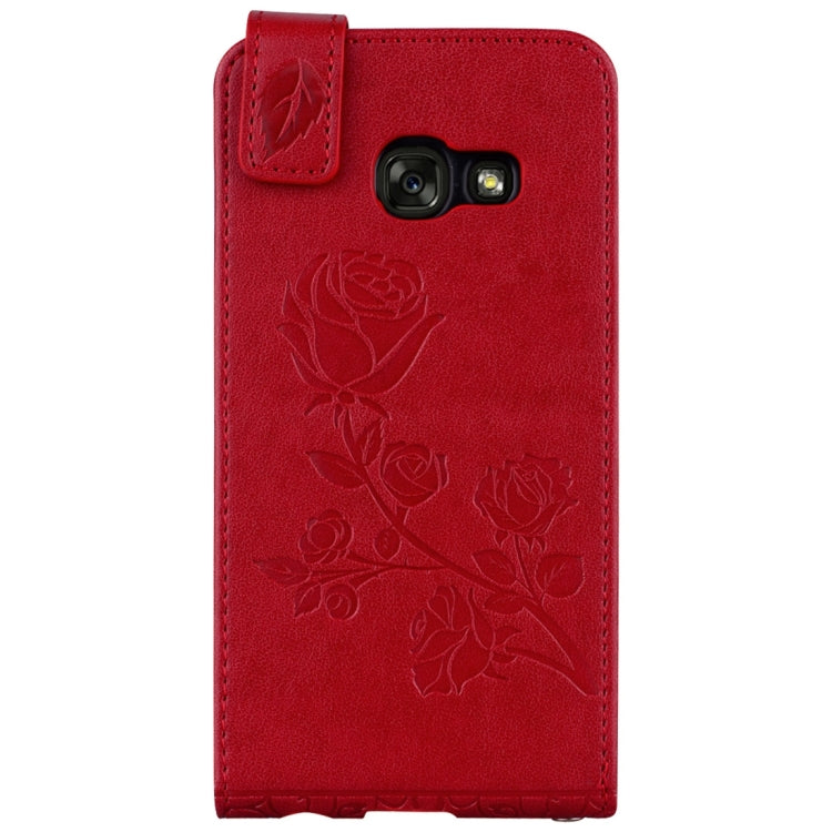 For Galaxy A3 (2017) Roses Pressed Flowers Pattern Vertical Flip Leather Case with Card Slot & Lanyard