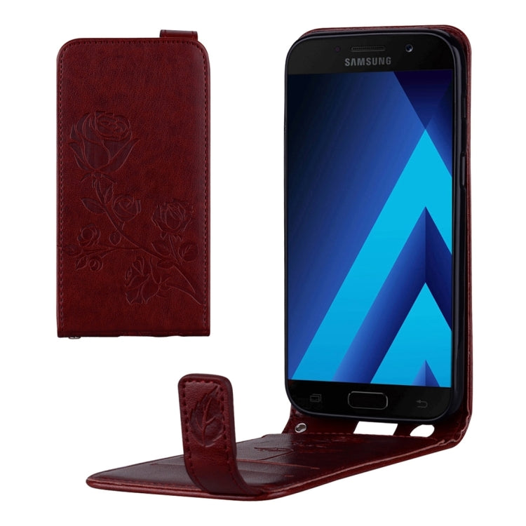 For Galaxy A3 (2017) Roses Pressed Flowers Pattern Vertical Flip Leather Case with Card Slot & Lanyard