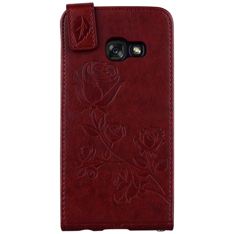 For Galaxy A3 (2017) Roses Pressed Flowers Pattern Vertical Flip Leather Case with Card Slot & Lanyard