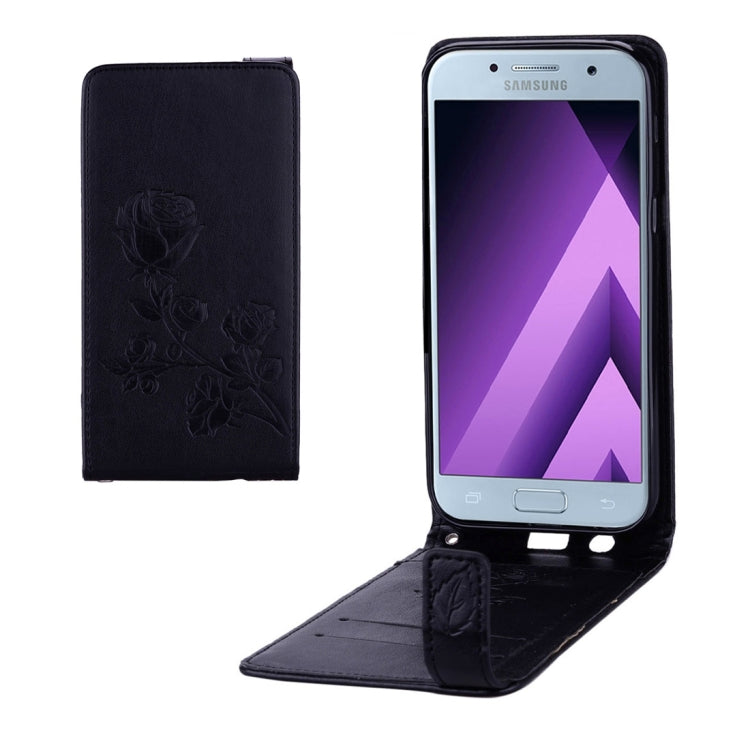 For Galaxy A5 (2017) Roses Pressed Flowers Pattern Vertical Flip Leather Case with Card Slot & Lanyard