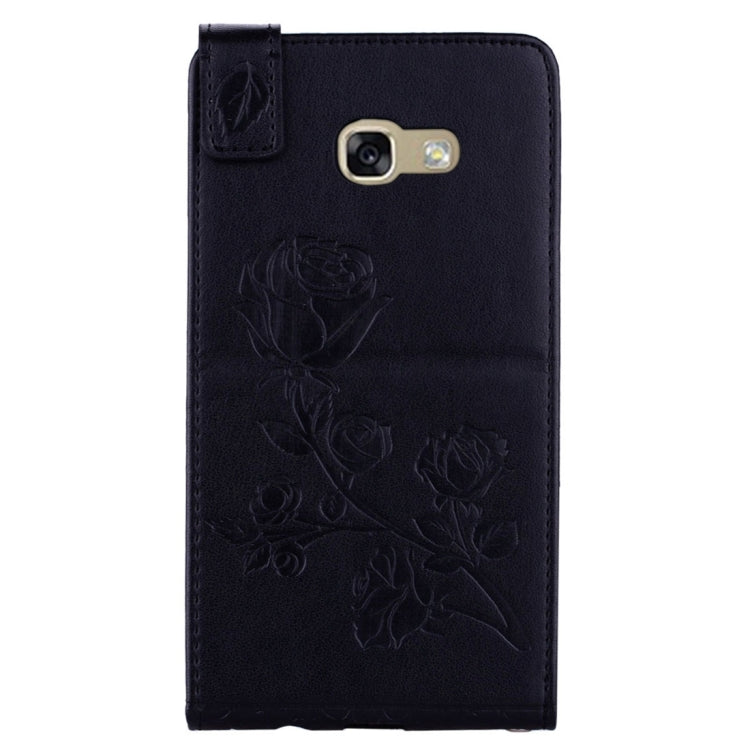 For Galaxy A5 (2017) Roses Pressed Flowers Pattern Vertical Flip Leather Case with Card Slot & Lanyard