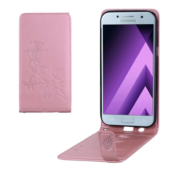 For Galaxy A5 (2017) Roses Pressed Flowers Pattern Vertical Flip Leather Case with Card Slot & Lanyard