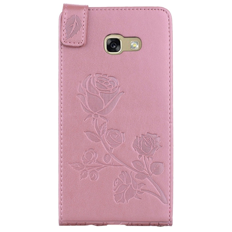 For Galaxy A5 (2017) Roses Pressed Flowers Pattern Vertical Flip Leather Case with Card Slot & Lanyard