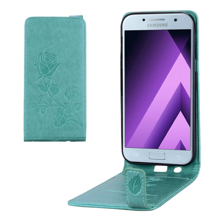 For Galaxy A5 (2017) Roses Pressed Flowers Pattern Vertical Flip Leather Case with Card Slot & Lanyard