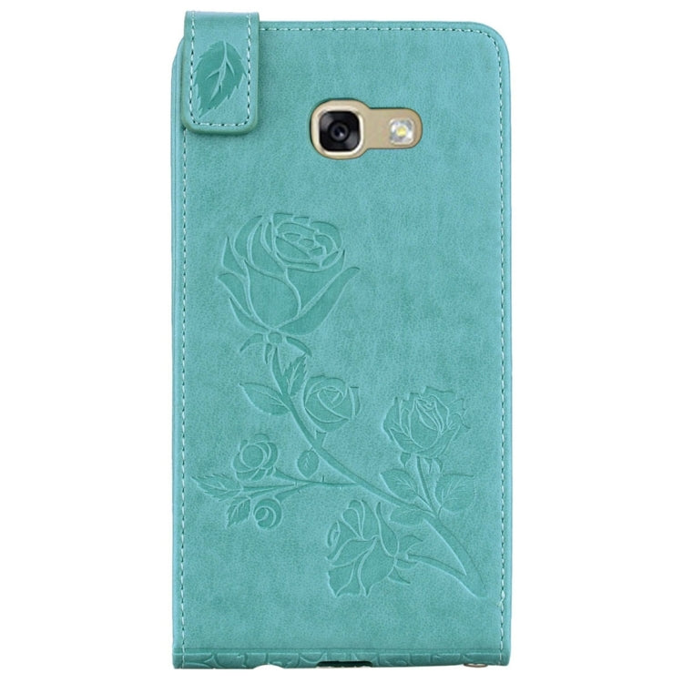 For Galaxy A5 (2017) Roses Pressed Flowers Pattern Vertical Flip Leather Case with Card Slot & Lanyard