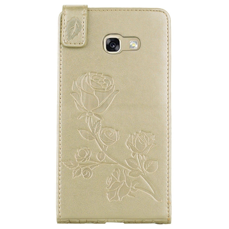 For Galaxy A5 (2017) Roses Pressed Flowers Pattern Vertical Flip Leather Case with Card Slot & Lanyard