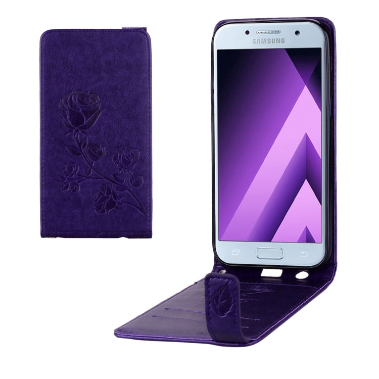 For Galaxy A5 (2017) Roses Pressed Flowers Pattern Vertical Flip Leather Case with Card Slot & Lanyard