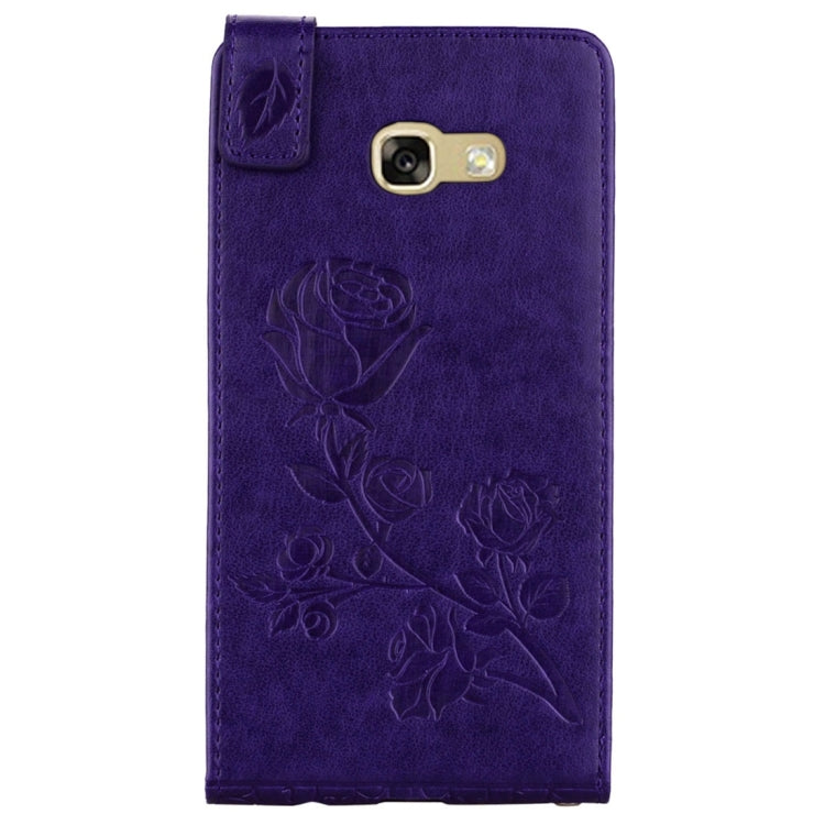 For Galaxy A5 (2017) Roses Pressed Flowers Pattern Vertical Flip Leather Case with Card Slot & Lanyard