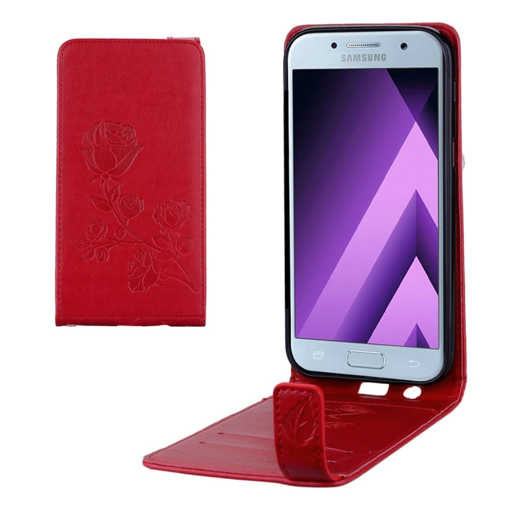 For Galaxy A5 (2017) Roses Pressed Flowers Pattern Vertical Flip Leather Case with Card Slot & Lanyard
