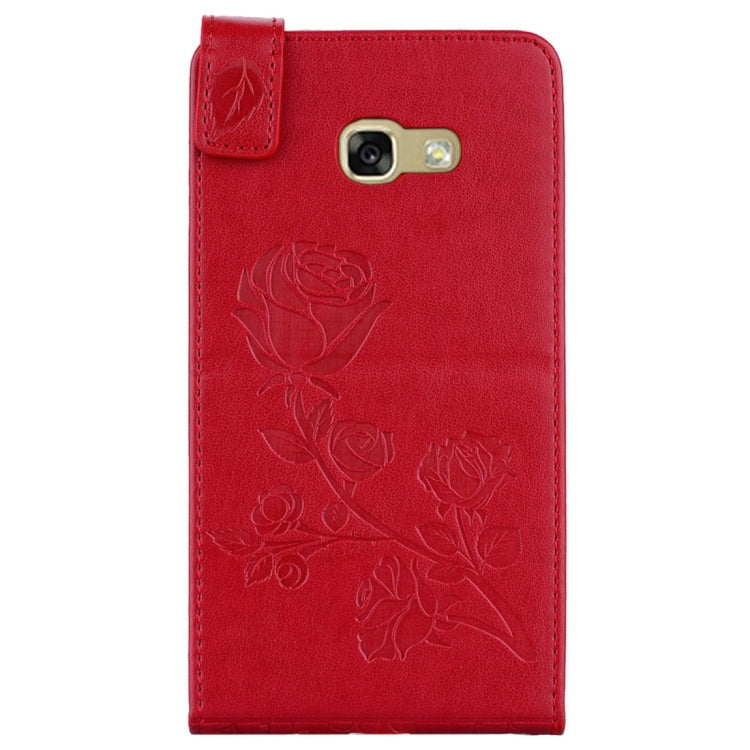 For Galaxy A5 (2017) Roses Pressed Flowers Pattern Vertical Flip Leather Case with Card Slot & Lanyard