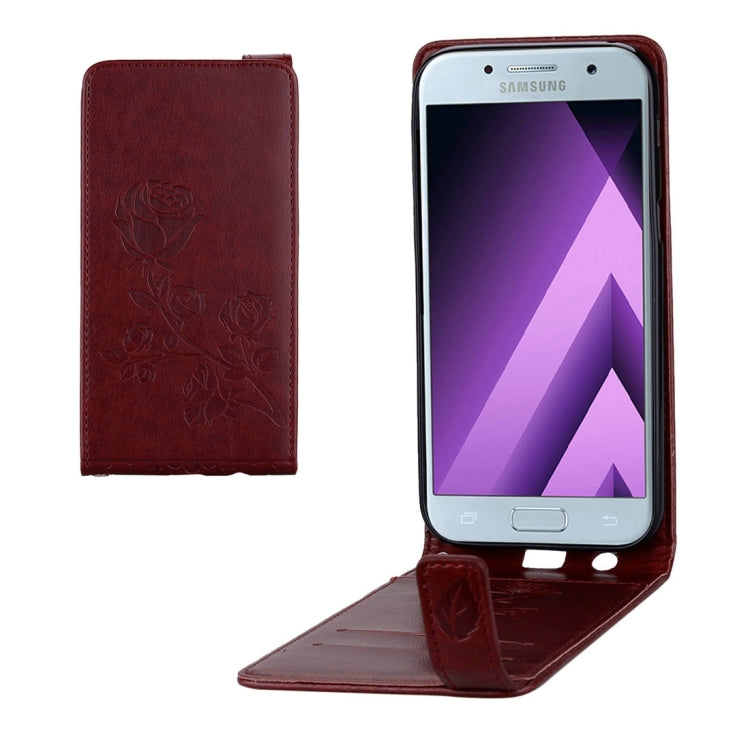 For Galaxy A5 (2017) Roses Pressed Flowers Pattern Vertical Flip Leather Case with Card Slot & Lanyard